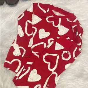 Red Heart Print Pajama Set